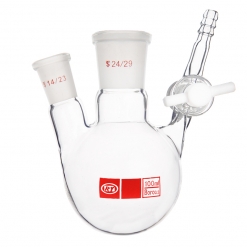 二口反应球瓶(厚壁，标准四氟节门)